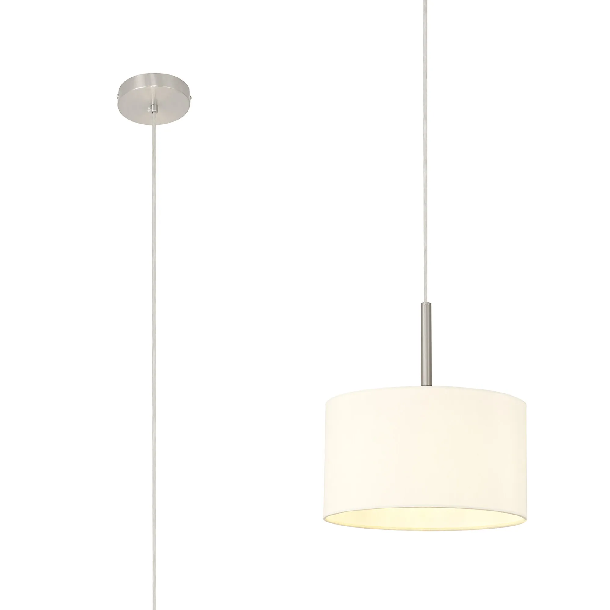 DK0279  Baymont 30cm Pendant 1 Light Satin Nickel, Ivory Pearl